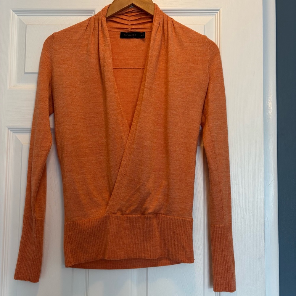 The Limited Orange V-Neck Wrap Sweater